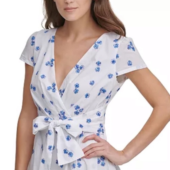 DKNY Embroidered Floral Fit & Flare Dress - Picture 1 of 9